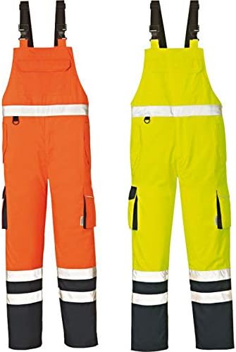 4 Protect Warnschutz Latzhose Chicago 3481 Wetterschutzhose L L Orange/Blau, L Orange/Blau