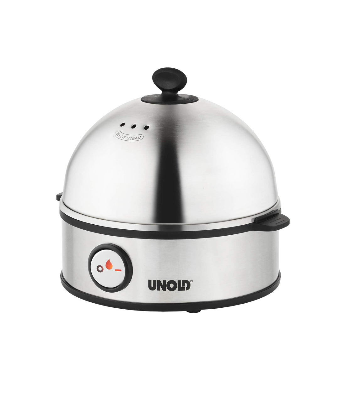 UNOLD 38626 EIERKOCHER Edel, 360 W, Griff für 1 bis 7 Eier, Kochschale, Edelstahl/Schwarz