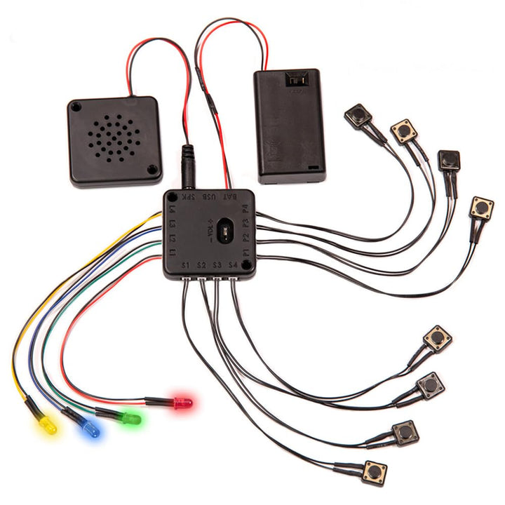 COSVOX Cosplay-Soundeffektmodul + LED-Lichtset. DIY beschreibbarer MP3-Soundchip mit 4 Drucktasten,