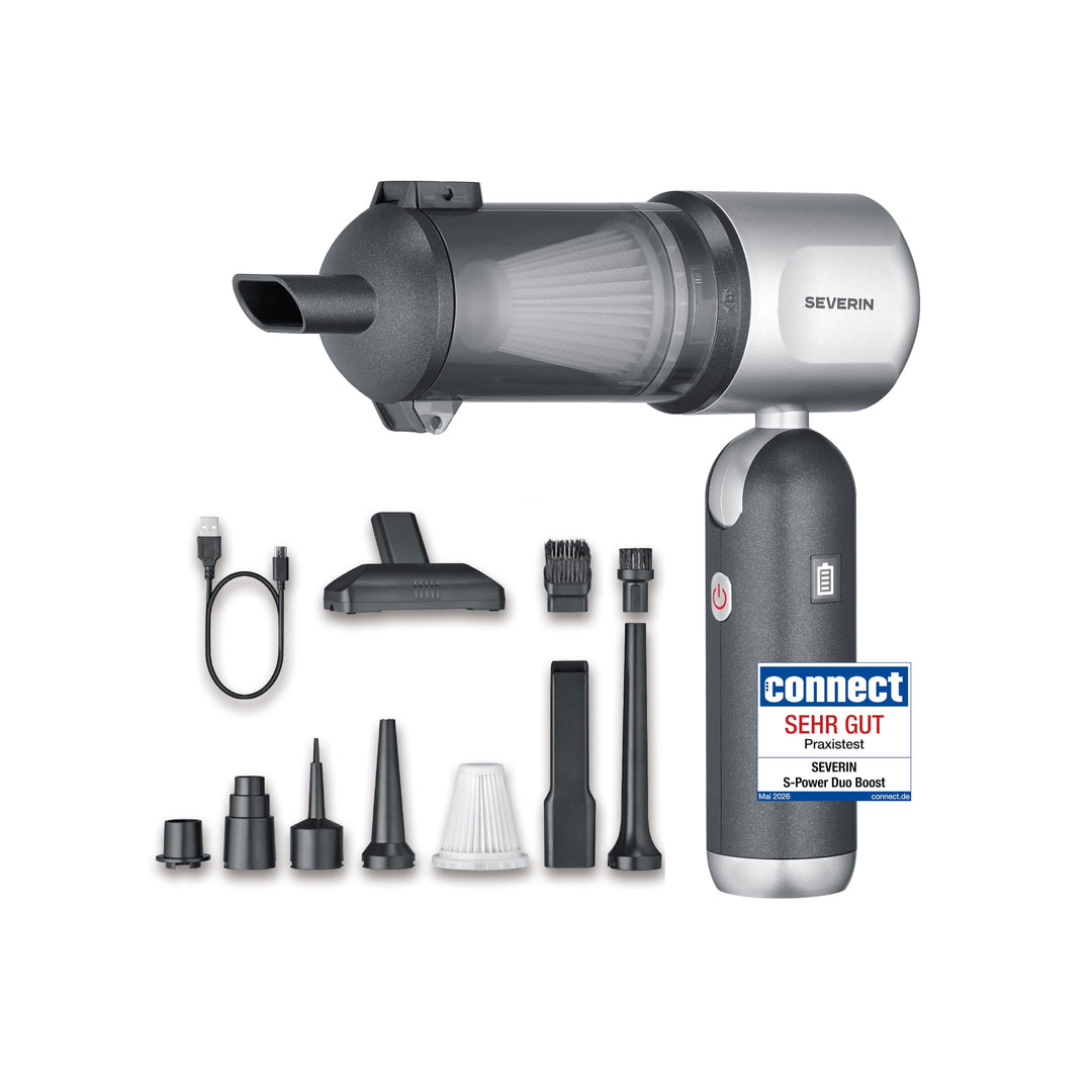 Severin 3-in-1 Akku-Handstaubsauger, Luftbläser & Aufpumper, Staubgebläse, für Luftmatratzen, Auto,