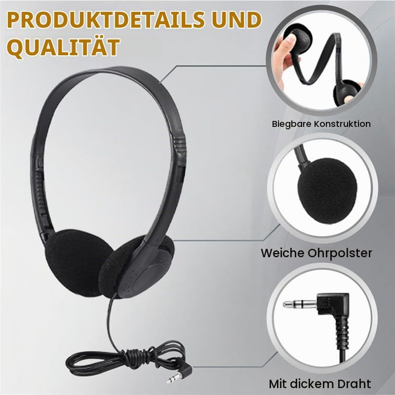20 Pack Kabelgebundene Kopfhörer für Klassenzimmer, On-Ear Kopfhörer, Klarer Klang, Stereo Headset 3