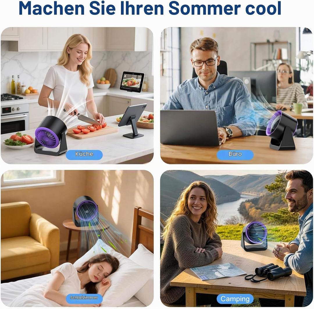 Schreibtischventilator, fünf Lüftergeschwindigkeiten, 180-Grad-Rotationseinstellung Tischventilator