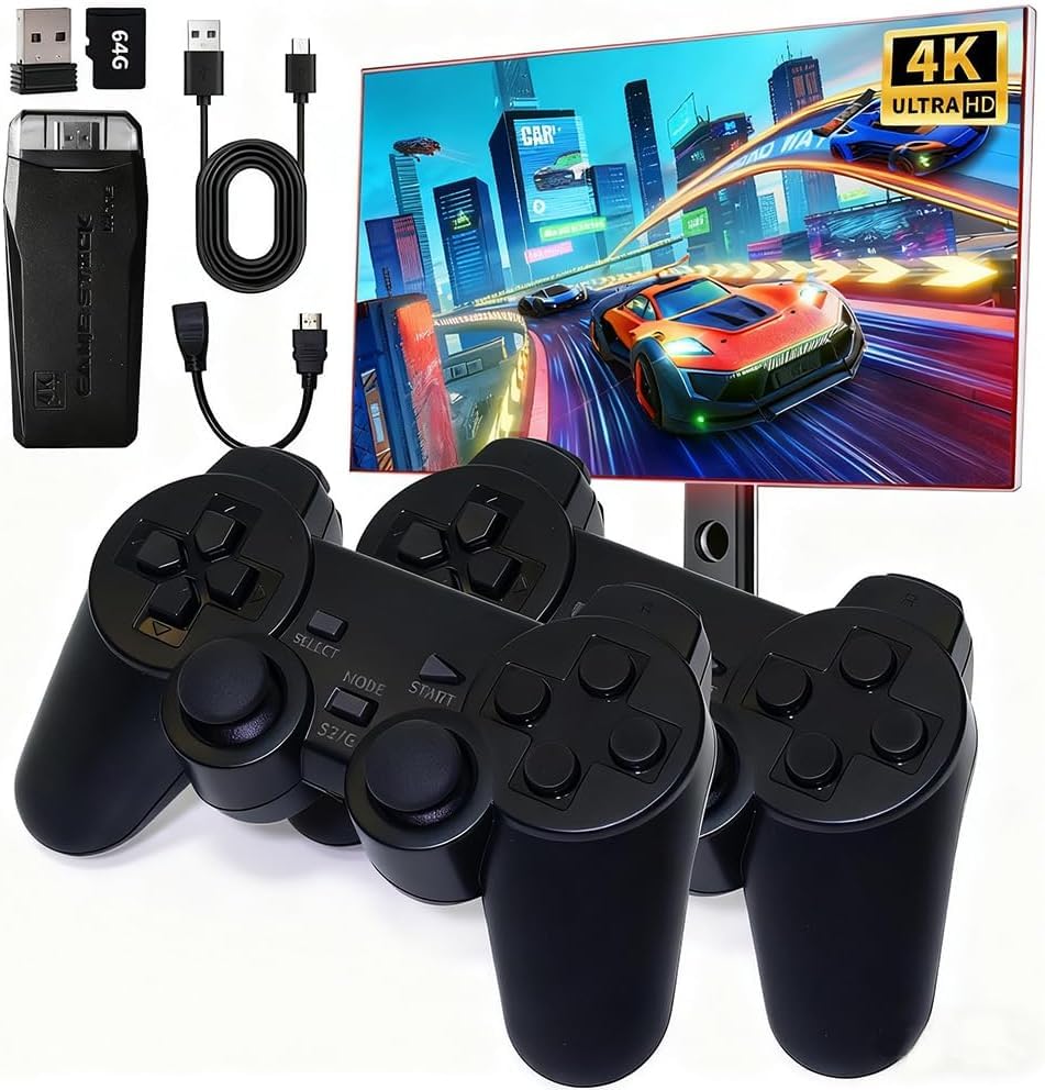 Retro-Spielkonsole 4K HDMI mit über 40.000 Spielen, 23 Emulatoren, Plug-and-Play, Dual-2,4-GHz-Funkc