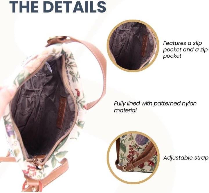 Signare Tapisserie Kleine Handtasche Damen, Umhängetasche Damen, Schultertasche Damen Morgengarten,