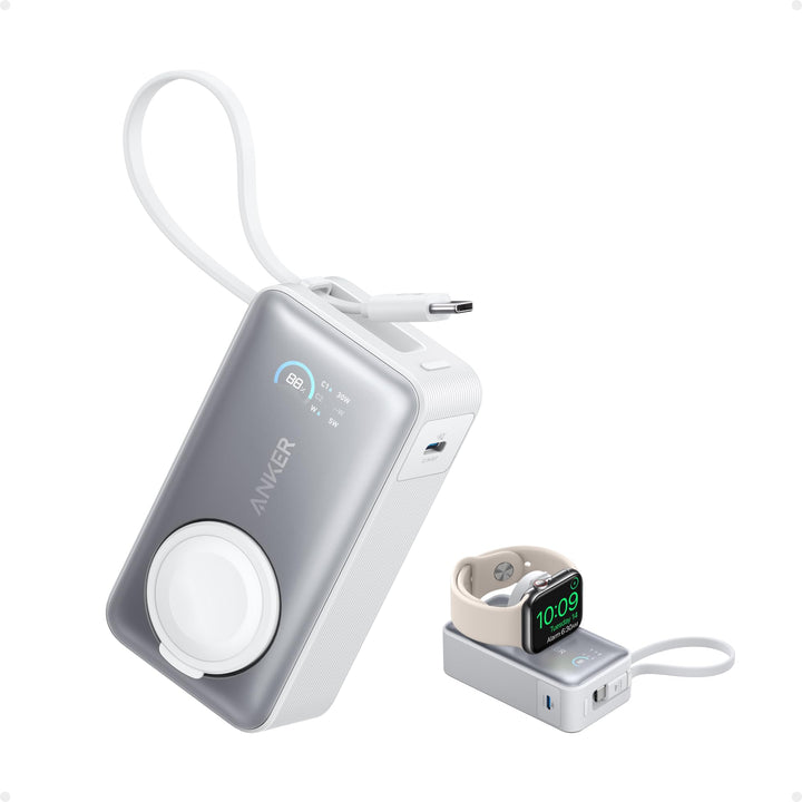 Anker MagGo Powerbank für Apple Watch, offiziell Zertifiziert, 10.000mAh kompaktes Akkupack mit inte
