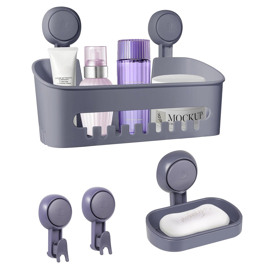 Uten Duschablage Ohne Bohren Set, Duschkorb, Seifenschale mit Saugnapf 2er-Pack aus Kunststoff, Wied