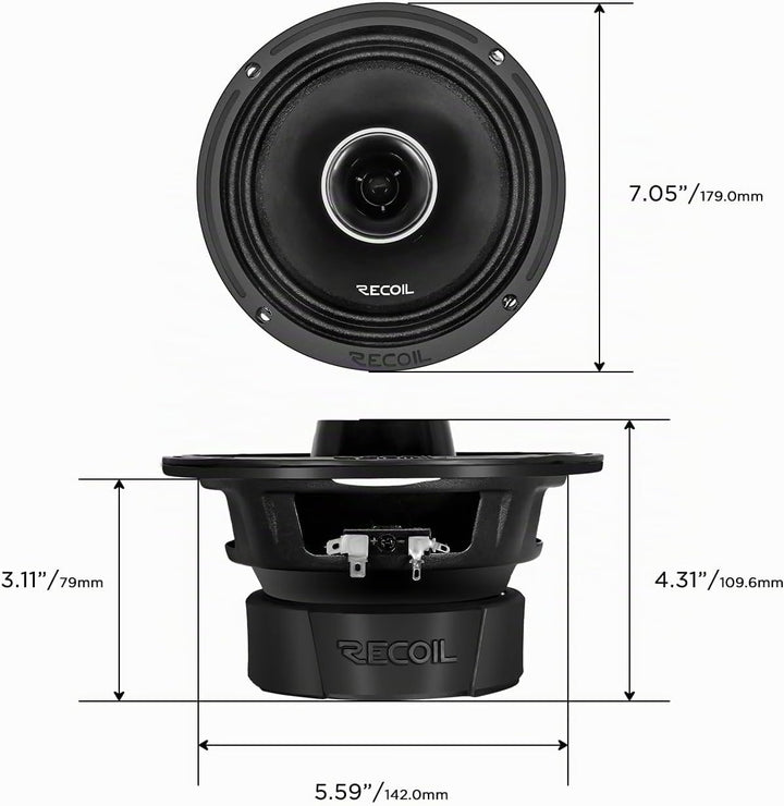 RECOIL MX65 Paar 6,5 Zoll （16,5 cm 2-Wege Pro Audio Mitteltöner Koaxiallautsprecher mit eingebauten