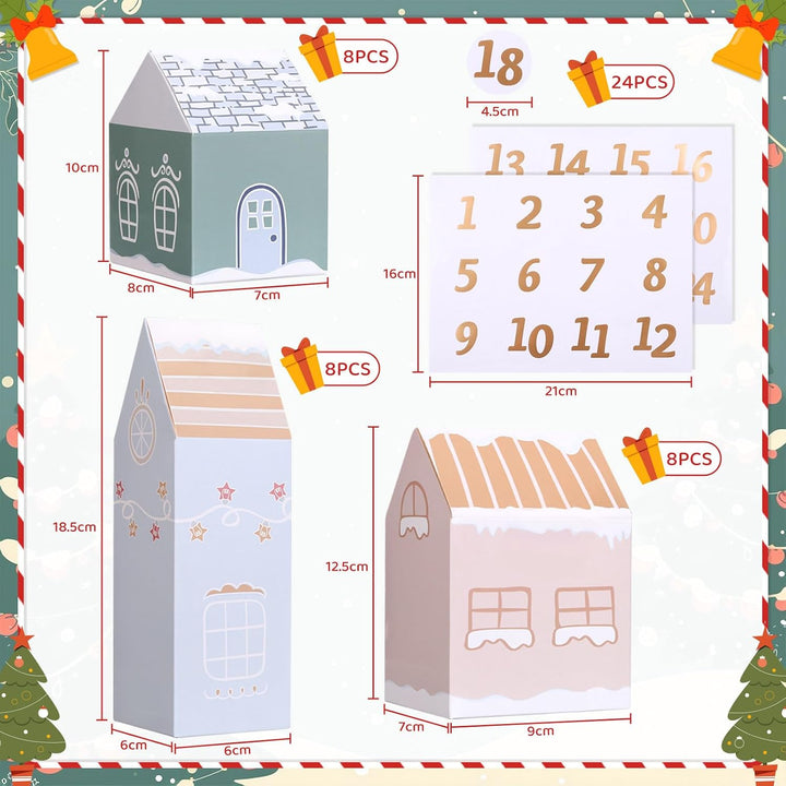 Kesote Adventskalender zum befüllen Kinder Weihnachtskalender Boxen Häuser Schachteln Weihnachten Ki