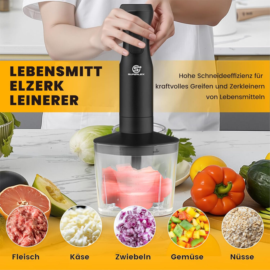 Stabmixer 4 in 1 Pürierstab Hand Blender Mixer Set Elektrische Zwei Geschwindigkeitsstufen Mit Mixst