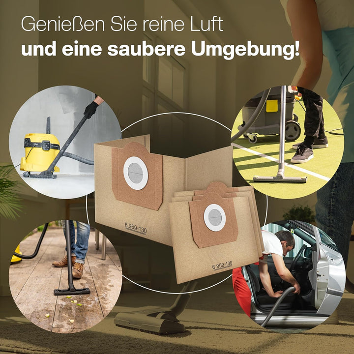 10 Staubsaugerbeutel für Kärcher Staubsauger WD3 Beutel Filtertüten 6.959-130.0/69591300 10x WD3