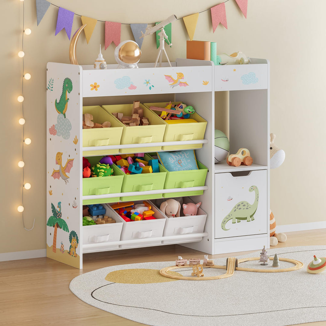 [en.casa] Kinderregal Søndreland Bücherregal für Kinder mit 9 Aufbewahrungsboxen Spielzeugregal mit
