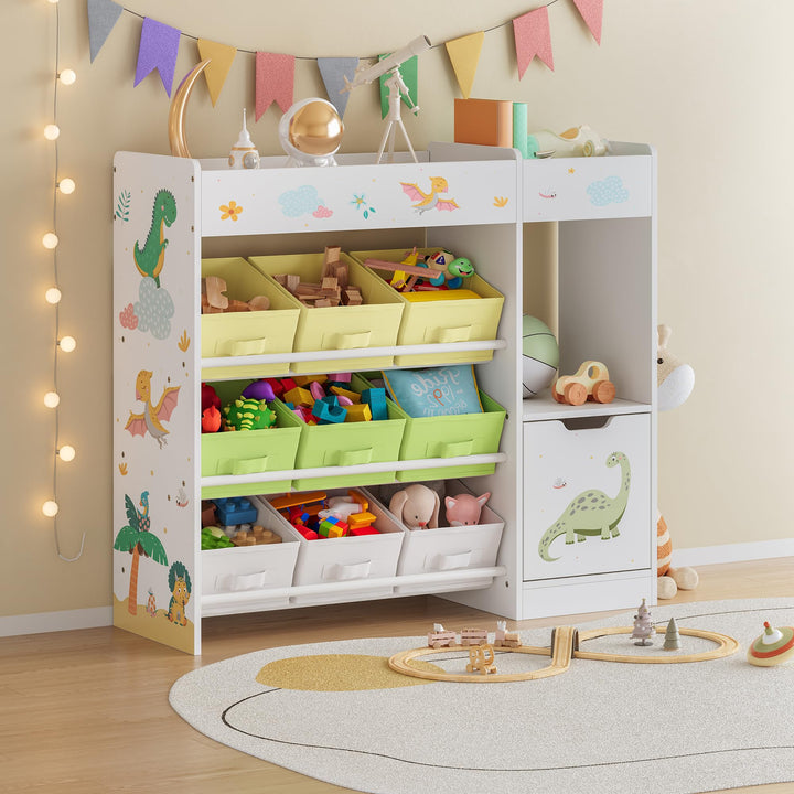[en.casa] Kinderregal Søndreland Bücherregal für Kinder mit 9 Aufbewahrungsboxen Spielzeugregal mit
