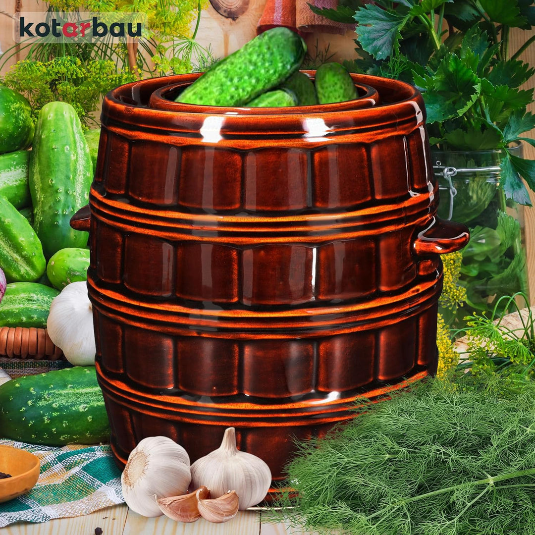 KOTARBAU® Gärtopf Steinguttopf 12 L Sauerkrauttopf Gurkentopf mit Deckel Einmachtopf Keramiktopf Ste