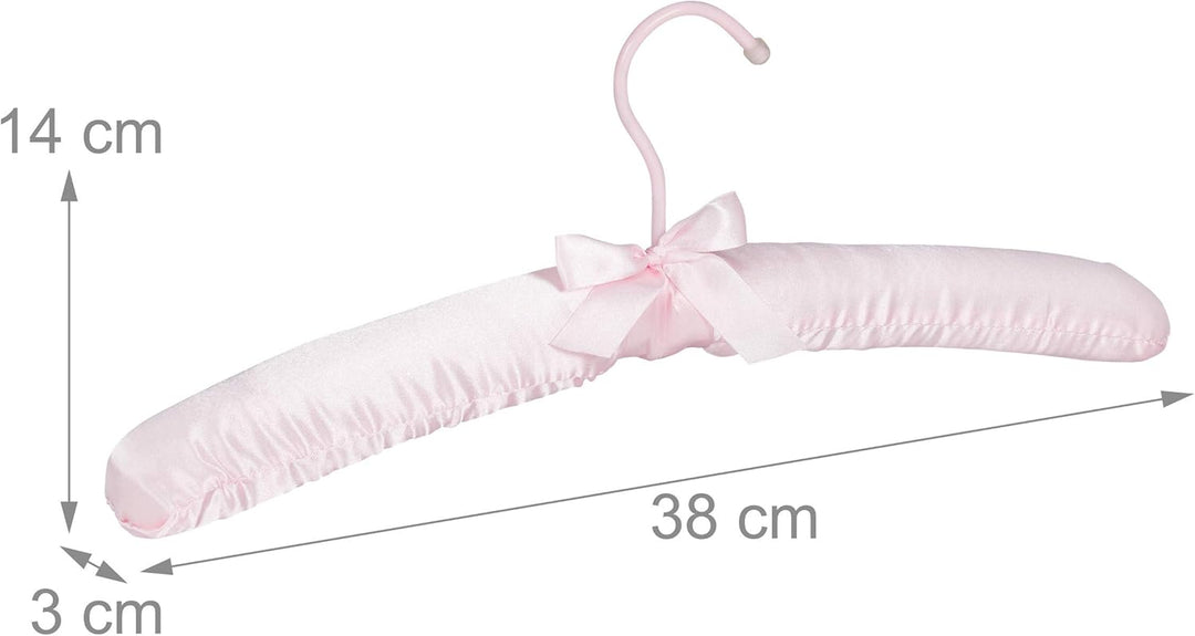Relaxdays Kleiderbügel Satin, 10er Pack, weich gepolstert, 360° drehbarer Haken, dekorative Schleife