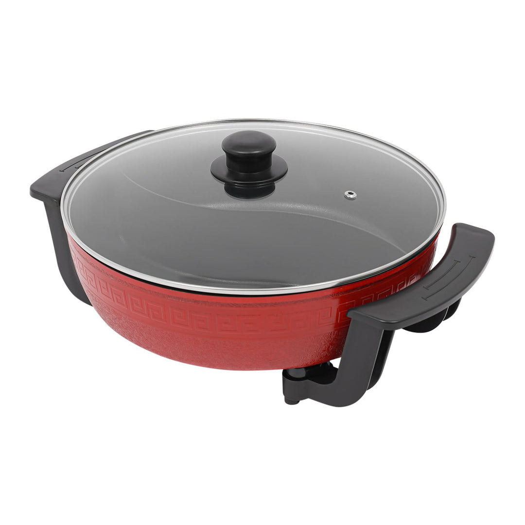 Elektrischer Hotpot 6L 1360W für Familie, mit 5 Temperaturstufen Rot | Antihaftbeschichtung, rutschf
