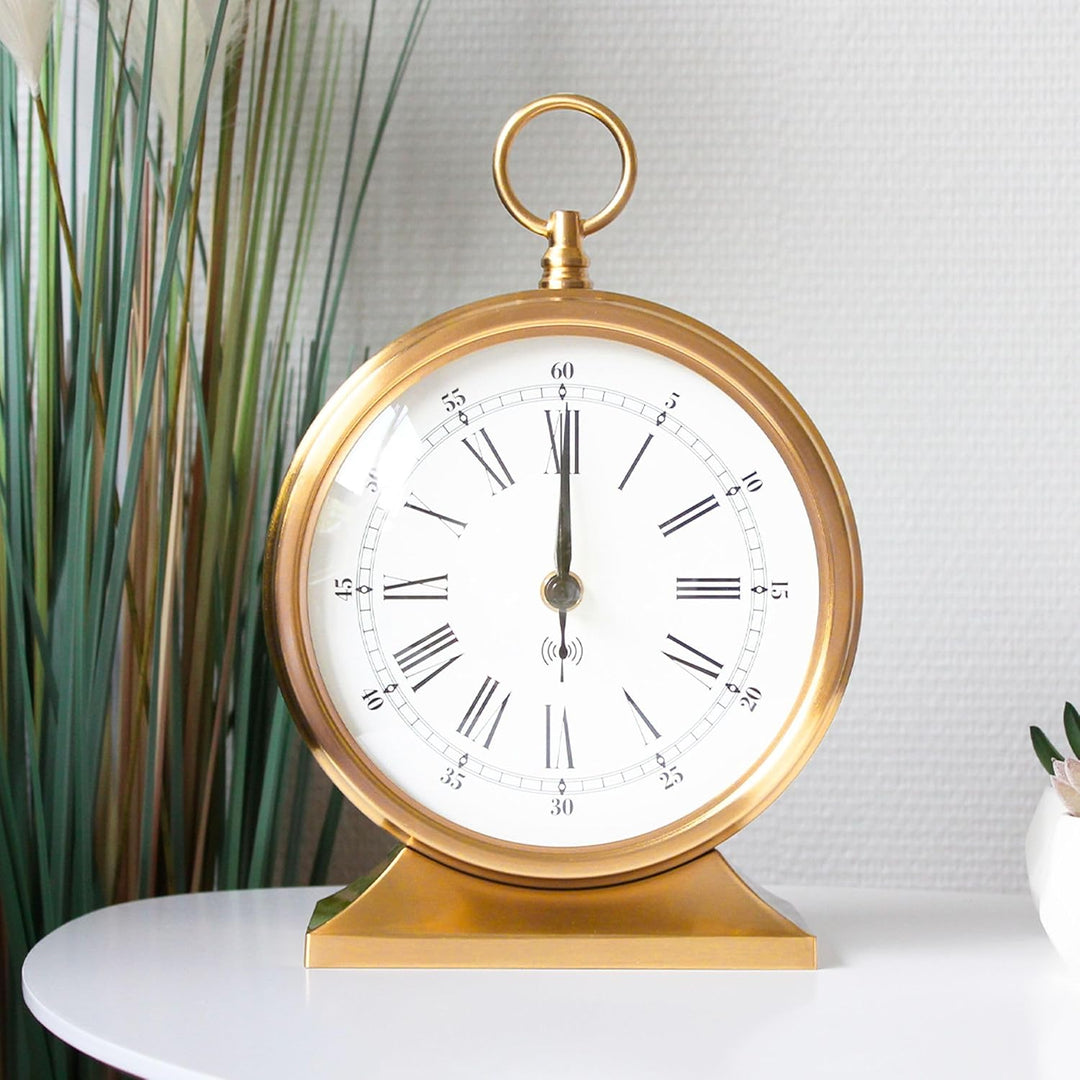 Schreibtischuhr – Taschenuhr – Standuhr aus Metall Kupfer – leise Zeiger – automatische Funkzeit – Z