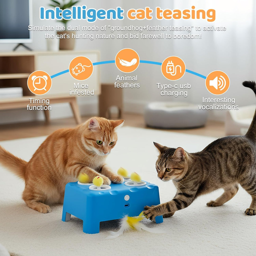 Focenat 2-in-1 Automatisches Katzenspielzeug, Interaktives Katzenspielzeug, Wiederaufladbares Katzen