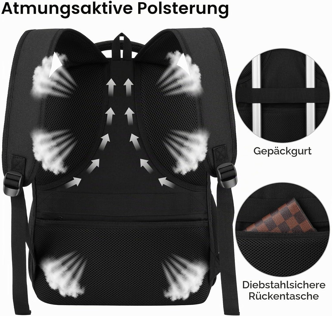 Rucksack Herren Damen, Schulrucksack Jungen Teenager, TSA Wasserdicht Arbeit 17.3 Zoll Laptop Rucksa