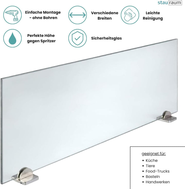 Spritzschutz Halterung ohne Bohren Herd Kochinsel mit Glasplatte 90cm Breite