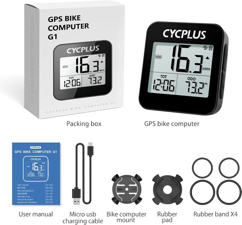 CYCPLUS GPS Fahrradcomputer Drahtlose Fahrradtacho Radcomputer IPX6 Wasserdichter Kilometerzähler GP