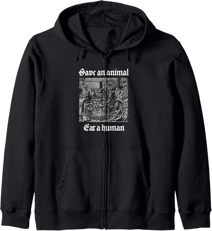 Save An Animal Eat A Human Goth Occult Punk Baphomet Kapuzenjacke