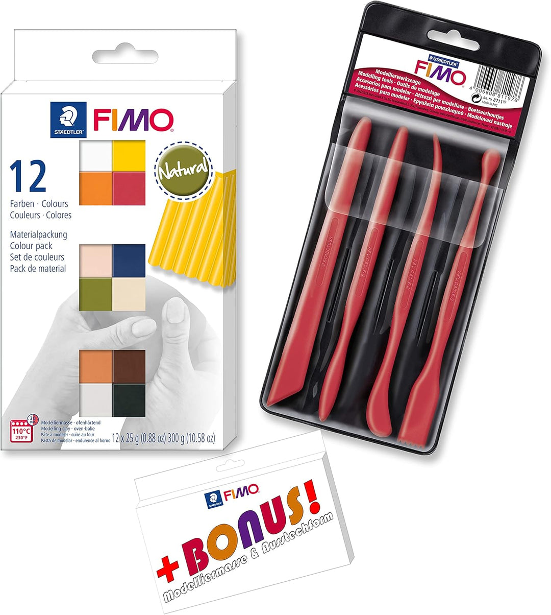 Staedtler 8023 C12-4 FIMO soft ofenhärtende Modelliermasse. Kartonetui mit 12 sortierten Natural-Far