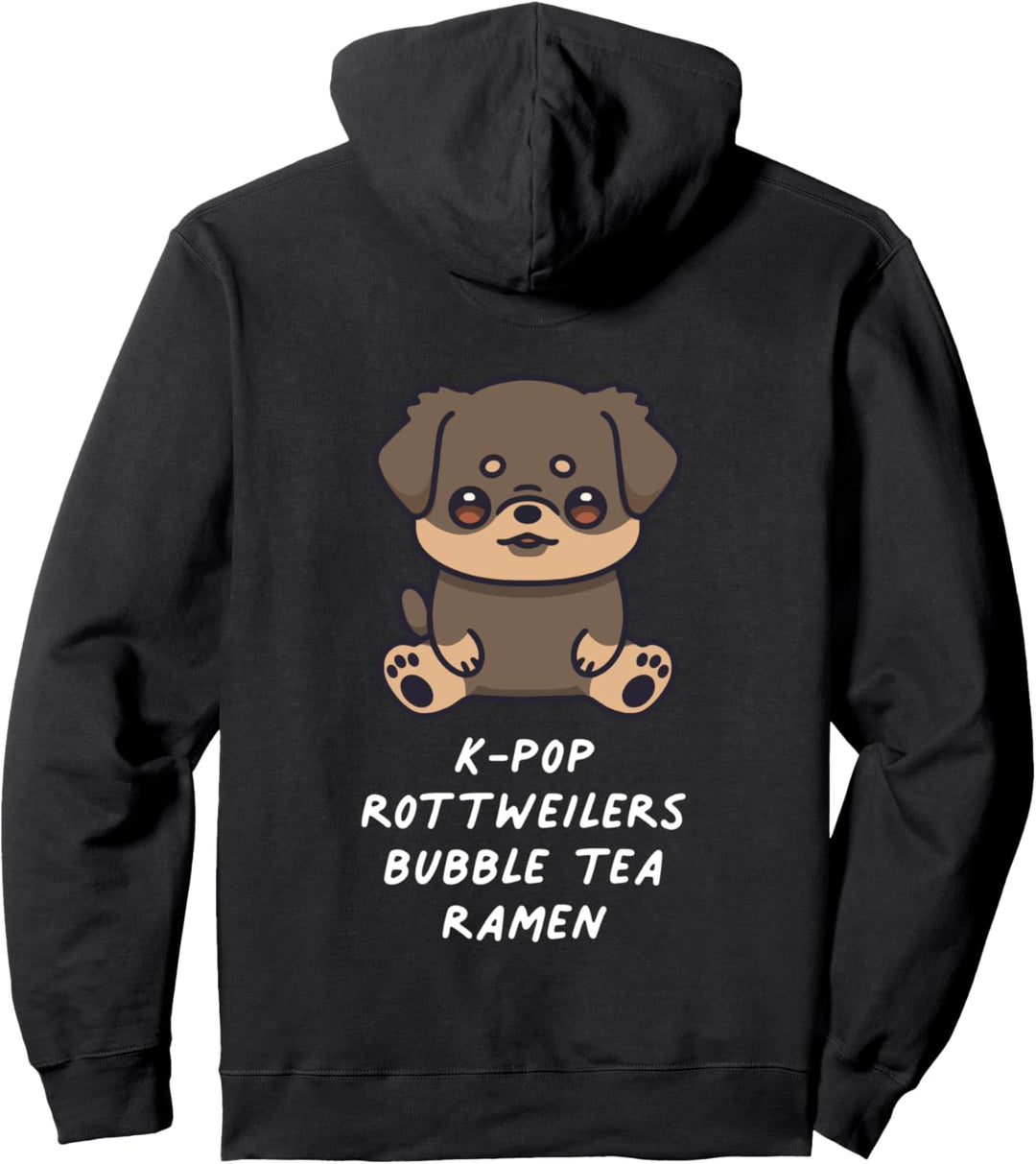 K-Pop Rottweilers Bubble Tea Ramen Kawaii Dog Lover Music Pullover Hoodie