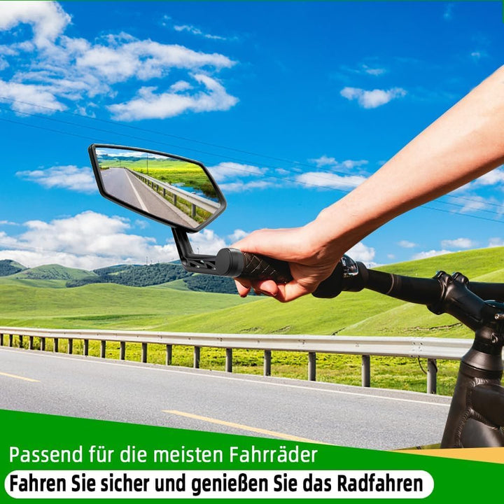 RBRL Fahrradspiegel Extra Grosse Bar End Fahrradspiegel, Schlagfestes Echtglas Spiegelfläche Rückspi