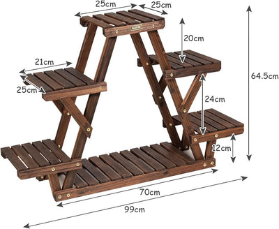 GIANTEX Pflanzenregal Outdoor, Blumenbank für draussen, Blumenregal Balkon, Blumenständer Holz, Pfla
