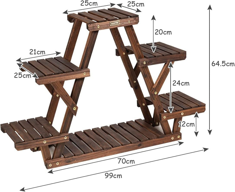 GIANTEX Pflanzenregal Outdoor, Blumenbank für draussen, Blumenregal Balkon, Blumenständer Holz, Pfla