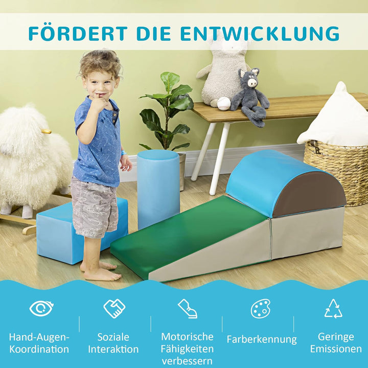 HOMCOM 5 TLG. Schaumstoff Bausteine Kinder Softbausteine Klettern Bauklötze Weiche Schaumstoffbauste