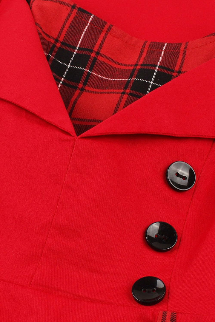 Axoe Damen 50er Jahre Kleider mit Gepunkte Rockabilly S Rot, S Rot