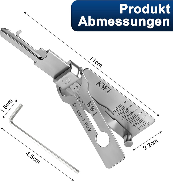 KW1 Multifunktional-Schlüsselwerkzeug, Autoschlüsselleser, Dietrich-Decoder für Auto,Silber