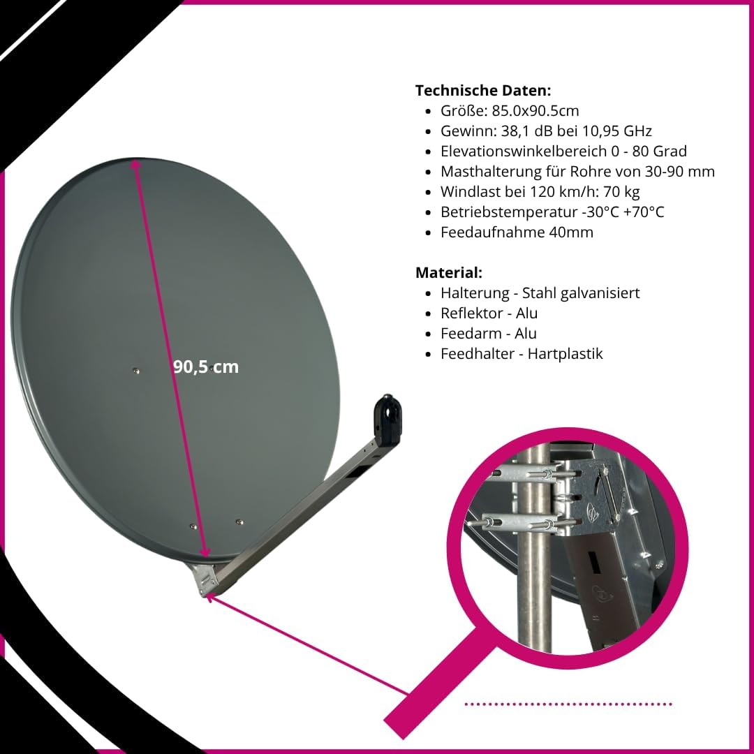 Gibertini Alu Spiegel 85 cm antrazith
