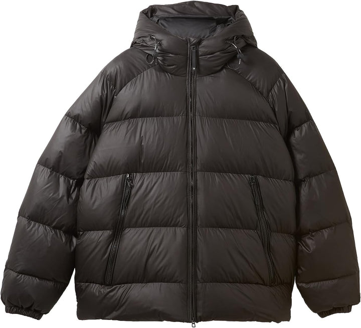 TOM TAILOR Denim Herren Relaxed Fit Recycled Down Puffer-Jacke mit Kapuze L 29999-black, L 29999-bla