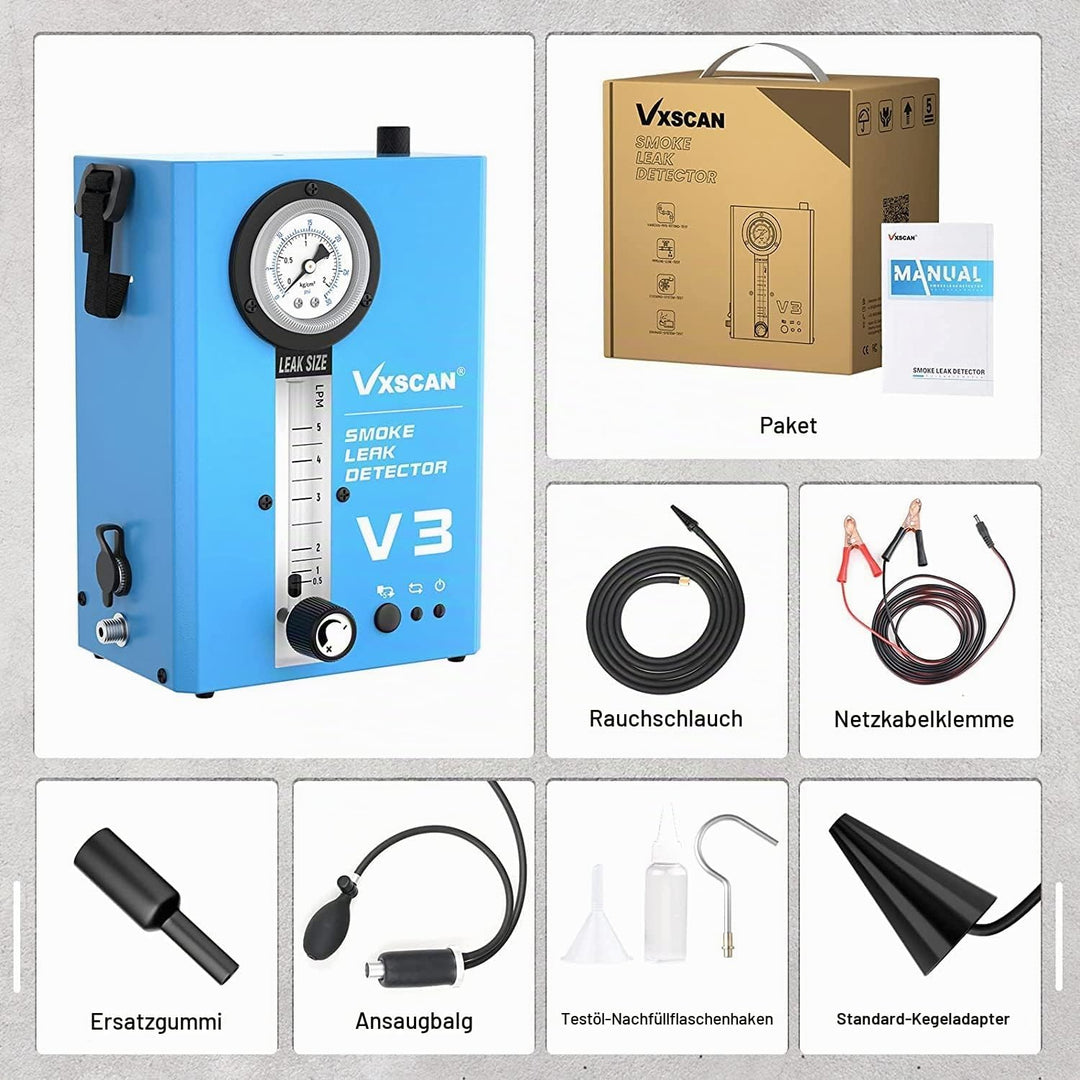 VXSCAN Automotive Smoke Leak Tester V3, Nebelmaschine KFZ EVAP Kraftstoffleitungs Lecksucher für all