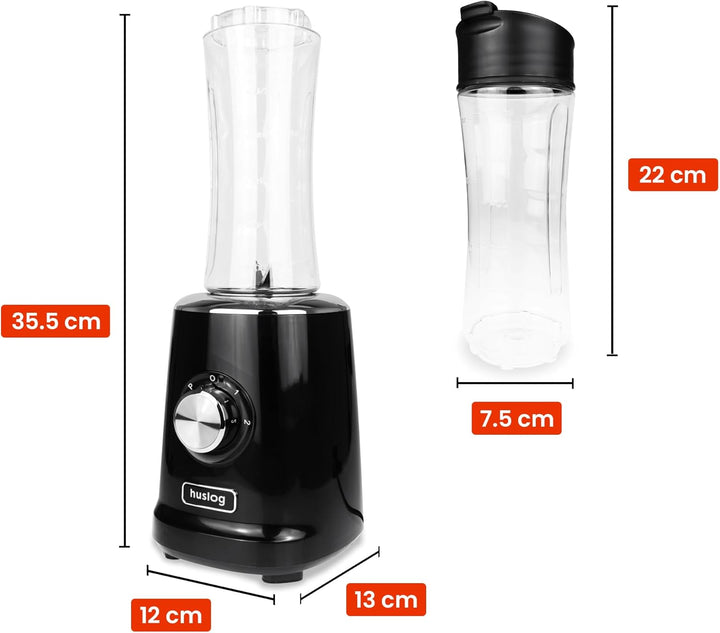 BlendGo Blender Smoothie-mixer, Trinkflasche 600 Ml, Schwarz Schwarz HUS1012, Schwarz HUS1012