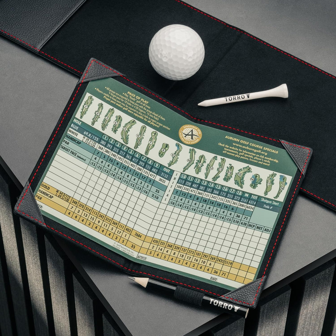 TORRO Golf Scorekartenhalter und Yardage-Buch-Cover – Echteder Golf Scorekarte und Yardage Wallet mi