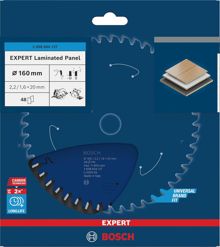Bosch Professional 1x Kreissägeblatt Expert for Laminated Panel (Laminat, Sägeblatt Ø 160 x 20 x 2,2