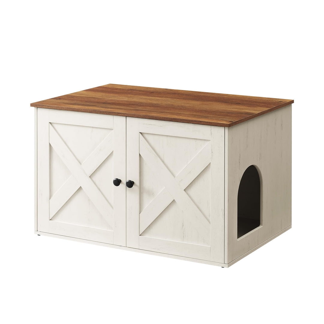 Feandrea Katzenhaus, Katzenklo-Schrank mit herausnehmbarer Trennwand, Tisch, 80 x 53 x 50 cm, honigb