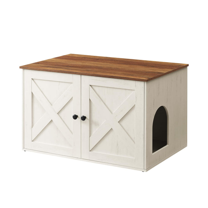 Feandrea Katzenhaus, Katzenklo-Schrank mit herausnehmbarer Trennwand, Tisch, 80 x 53 x 50 cm, honigb