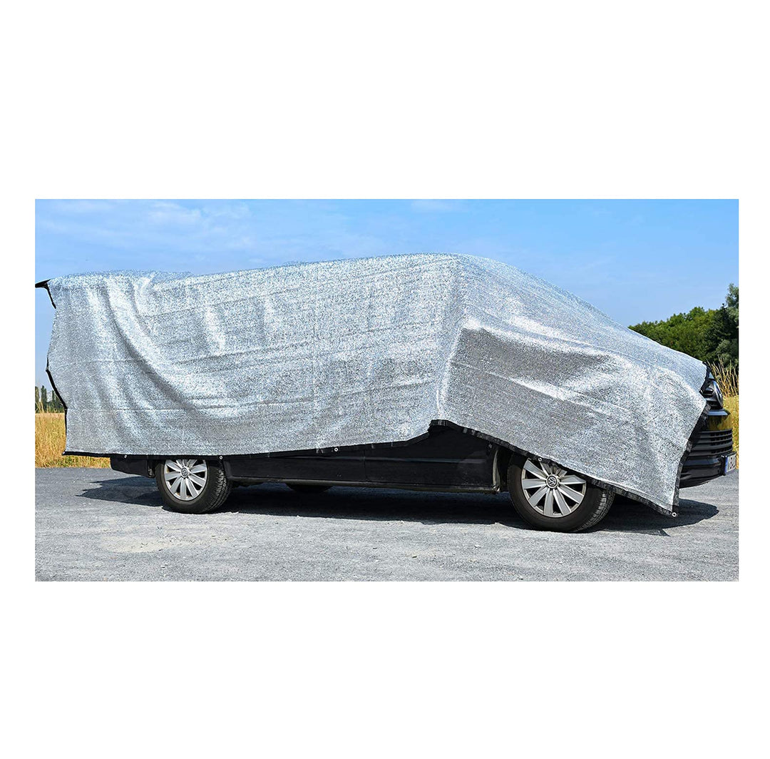 Rosi's Barf-Glück XL Schattennetz Auto 4x6 für Hunde 4x6 m – 24m² Alu UV Sonnenschutz Hitzeschutz Al