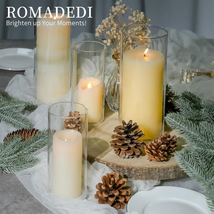 Windlicht Glas Kerzenhalter Kerzenständer Glaszylinder：Romadedi 3er Set Windlichter für Kerzen Stump