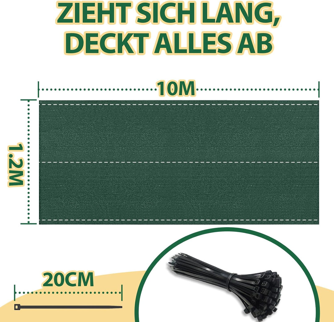 Soontrans Balkon Sichtschutz 1.2 x 10 m, Schatten Sichtschutz Seelenfrieden, Schattiernetz aus HDPE,