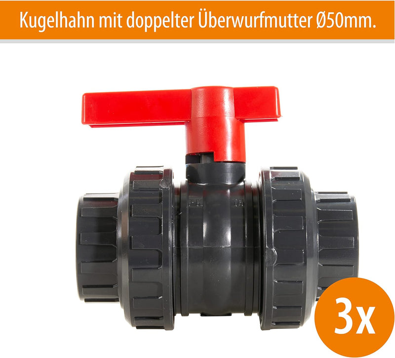 Aquasphere Wärmepumpe komplettes Bypass Set Luxus, Anschluss der Wärmepumpe, von PVC-Kupplungen 50 m