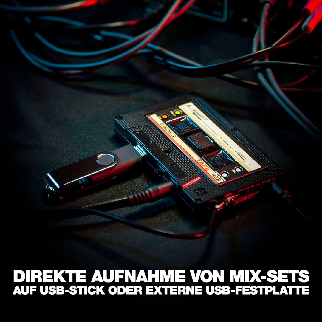 Reloop Tape - USB-Mixtape Recorder im Retro-Kassetten-Look, Line- und Phonoquellen, 3,5-mm-Stereo-Kl
