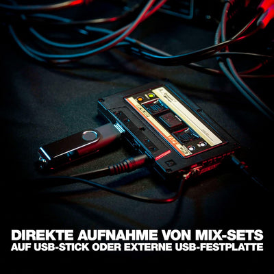 Reloop Tape - USB-Mixtape Recorder im Retro-Kassetten-Look, Line- und Phonoquellen, 3,5-mm-Stereo-Kl