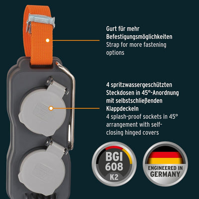 Brennenstuhl professionalLINE Powerblock/Verteilersteckdose 4-Fach (Baustelleneinsatz und ständiger