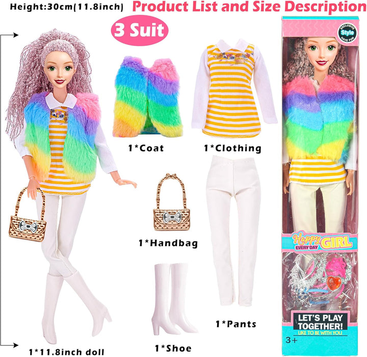 6 Pack Mode 11,5 Zoll amerikanisches Spielzeug Prinecess Puppen Spielset mit Outfits Kleid Design un