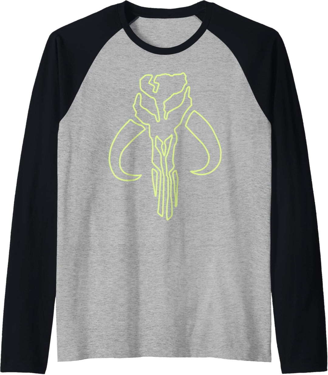 Star Wars Mandalorian Green Outline Mythosaur Skull Raglan